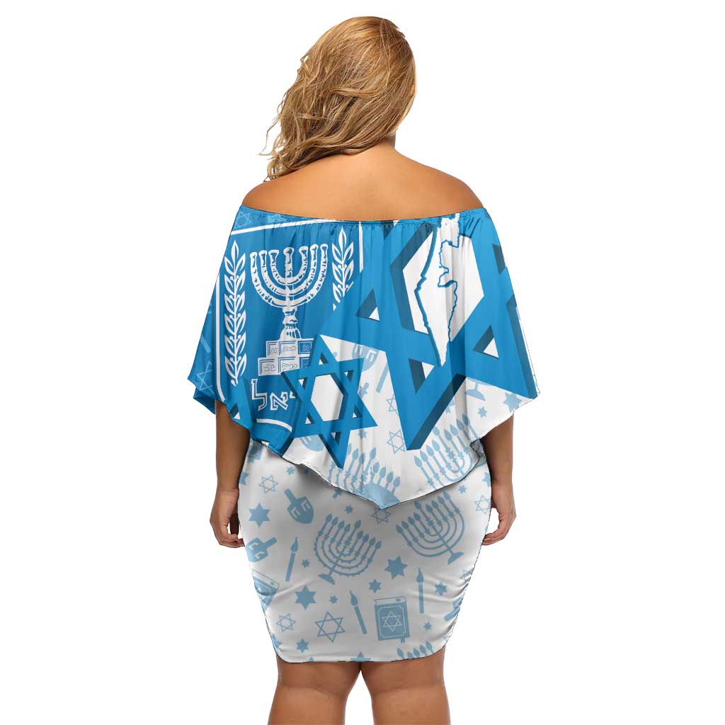 Israel Independence Day Off Shoulder Short Dress Yom Ha'atzmaut Star Of David Jewish Pattern