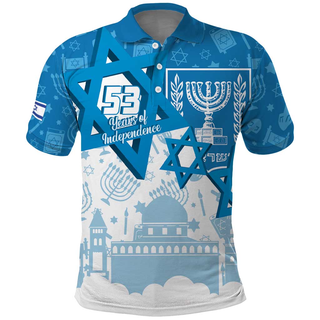 Israel Independence Day Polo Shirt Yom Ha'atzmaut Star Of David Jewish Pattern