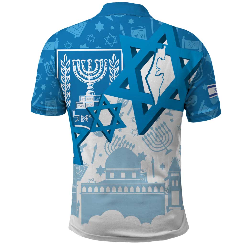 Israel Independence Day Polo Shirt Yom Ha'atzmaut Star Of David Jewish Pattern
