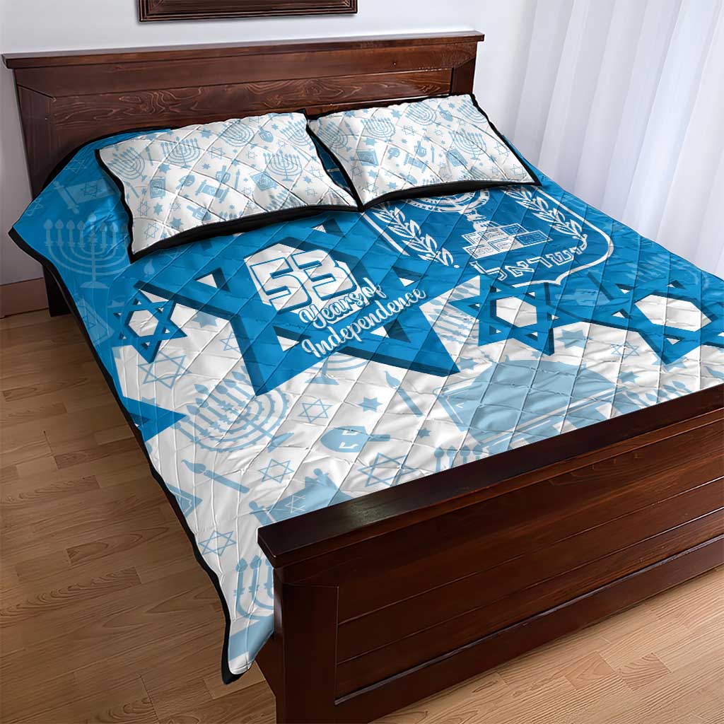 Israel Independence Day Quilt Bed Set Yom Ha'atzmaut Star Of David Jewish Pattern