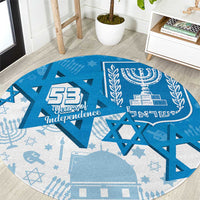 Israel Independence Day Round Carpet Yom Ha'atzmaut Star Of David Jewish Pattern