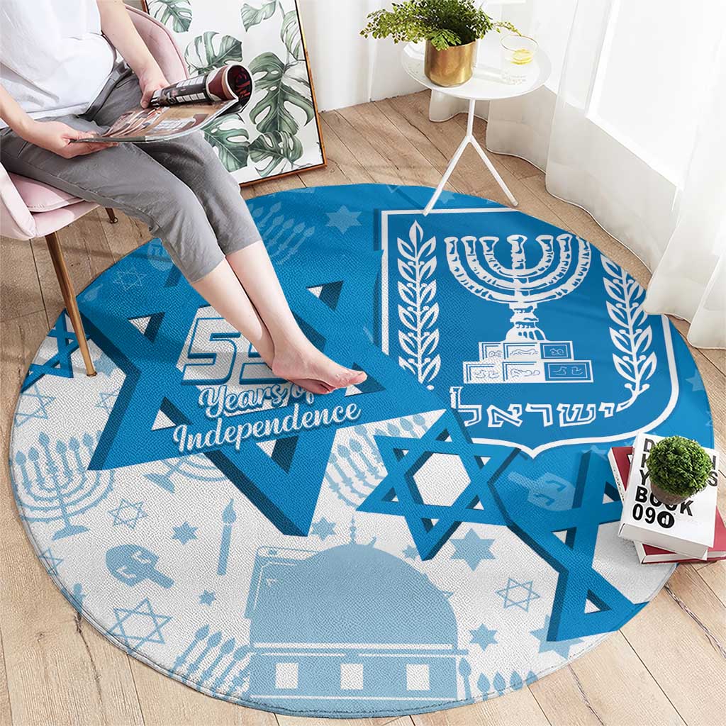 Israel Independence Day Round Carpet Yom Ha'atzmaut Star Of David Jewish Pattern