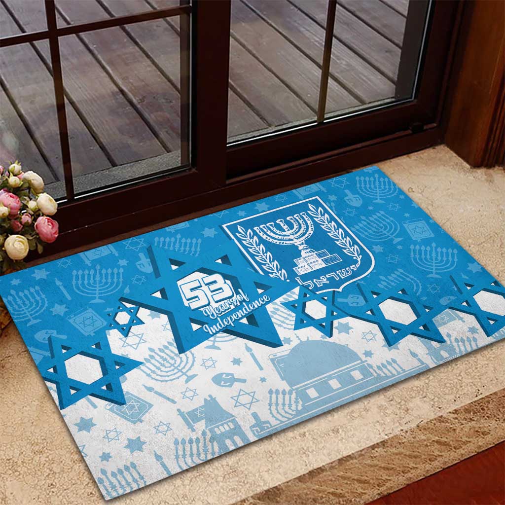 Israel Independence Day Rubber Doormat Yom Ha'atzmaut Star Of David Jewish Pattern