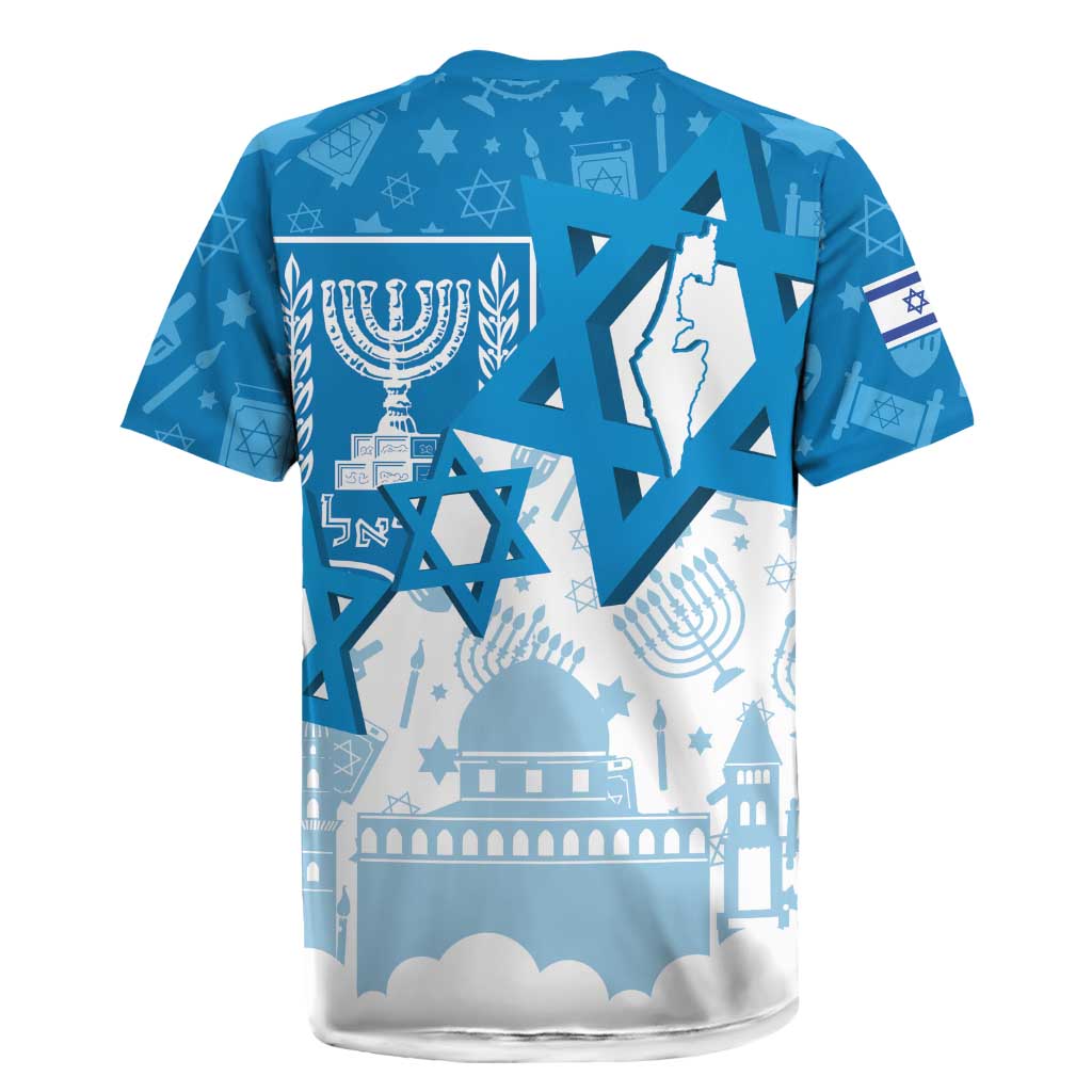 Israel Independence Day Rugby Jersey Yom Ha'atzmaut Star Of David Jewish Pattern