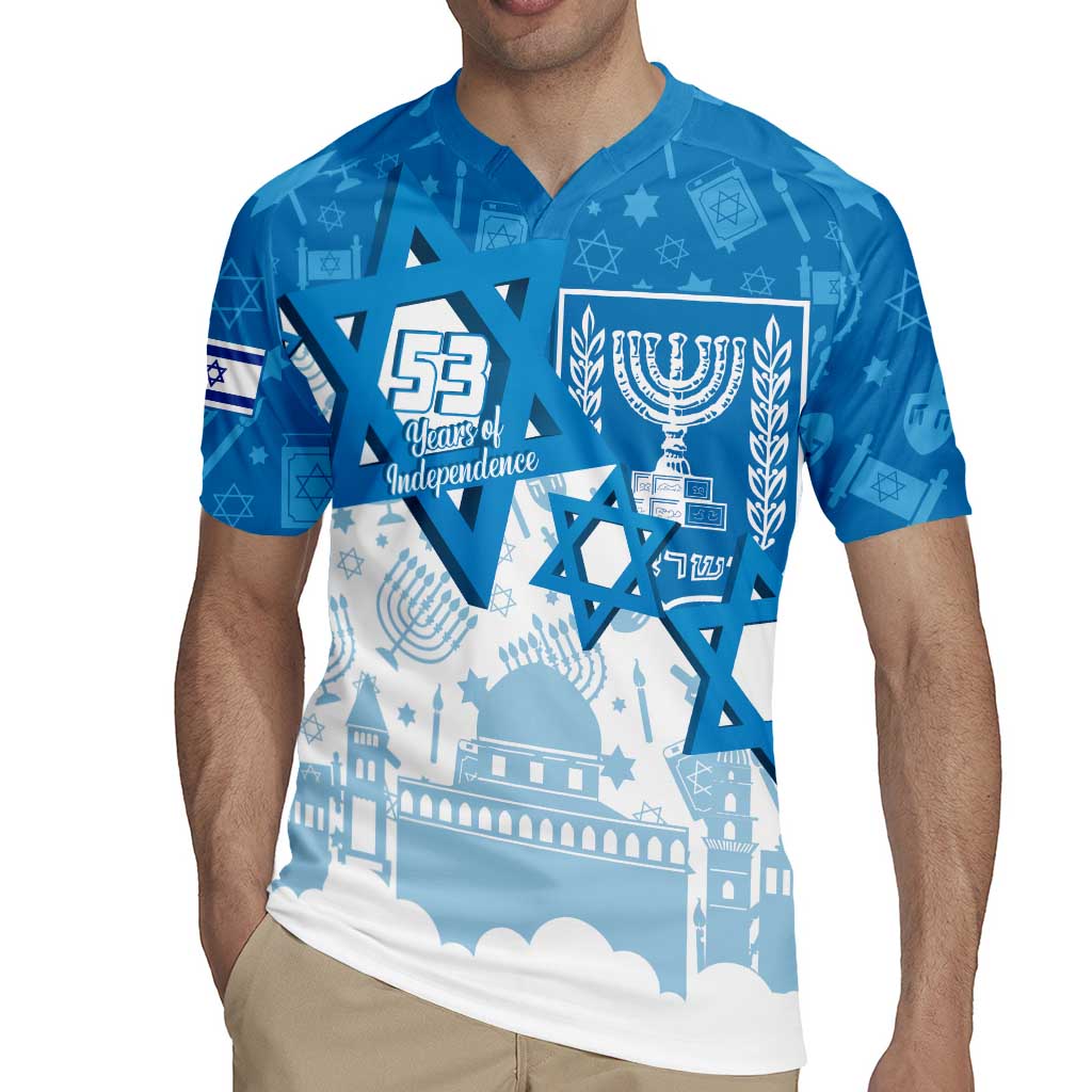 Israel Independence Day Rugby Jersey Yom Ha'atzmaut Star Of David Jewish Pattern