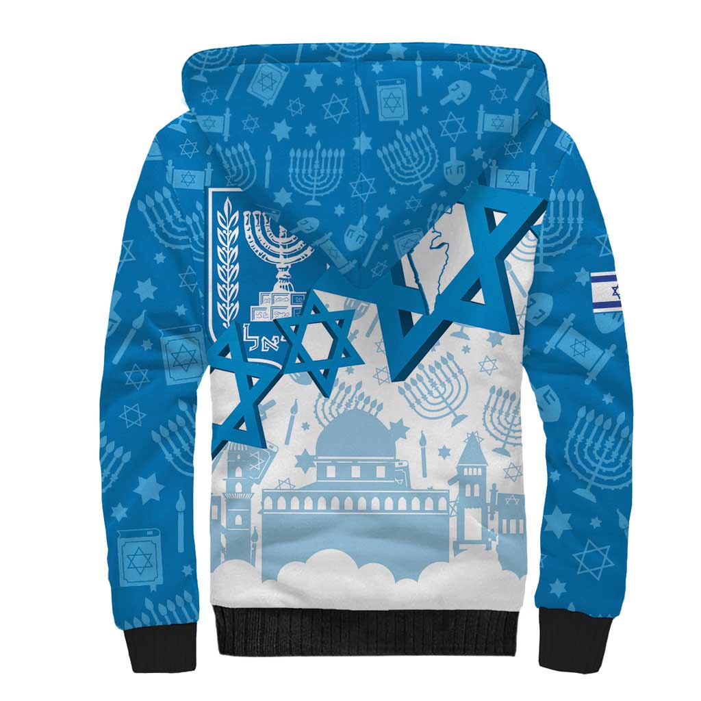Israel Independence Day Sherpa Hoodie Yom Ha'atzmaut Star Of David Jewish Pattern