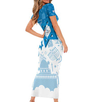 Israel Independence Day Short Sleeve Bodycon Dress Yom Ha'atzmaut Star Of David Jewish Pattern