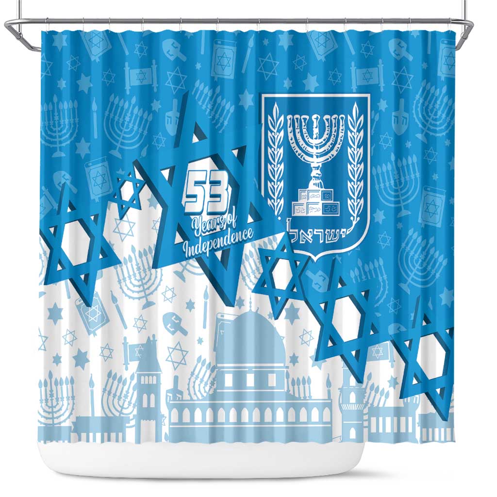Israel Independence Day Shower Curtain Yom Ha'atzmaut Star Of David Jewish Pattern