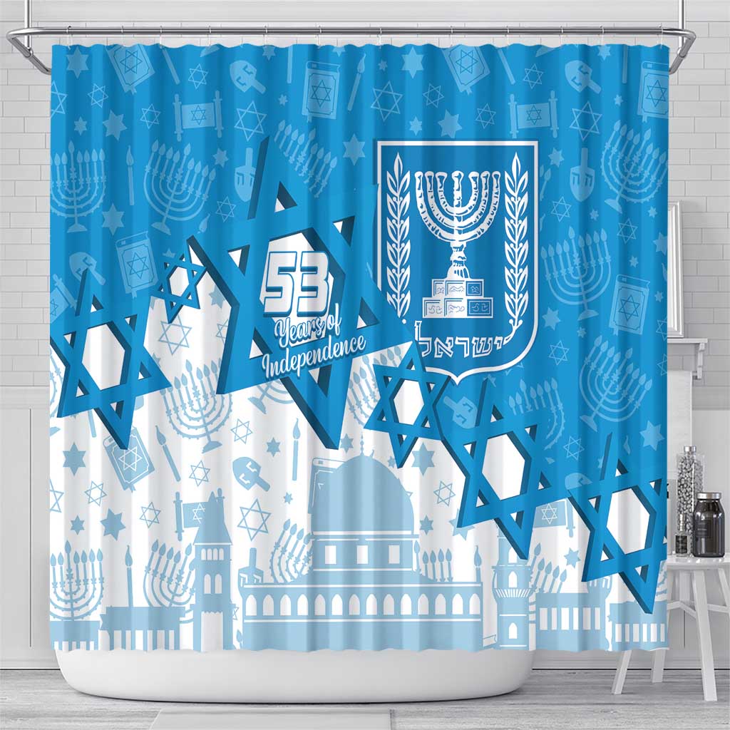 Israel Independence Day Shower Curtain Yom Ha'atzmaut Star Of David Jewish Pattern
