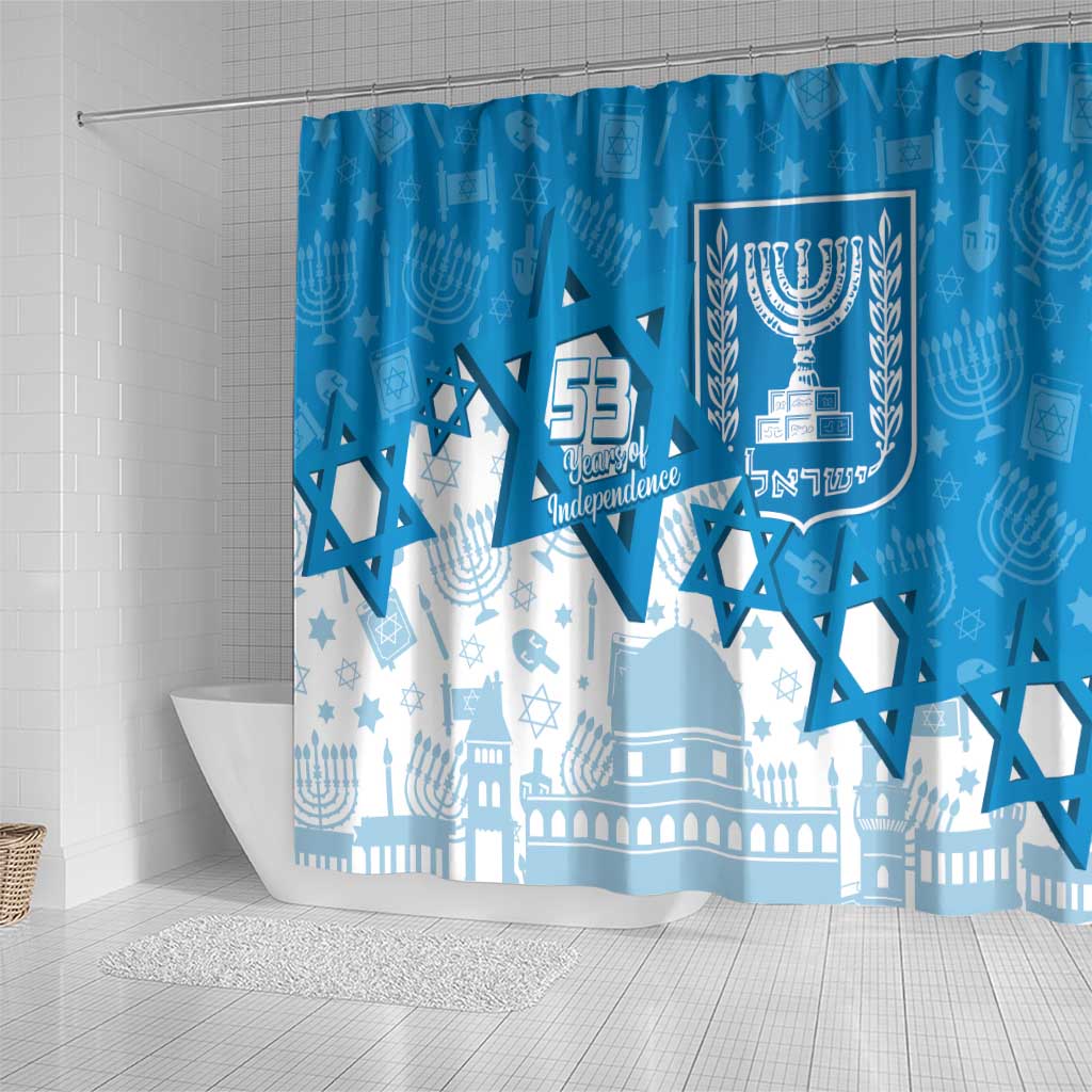Israel Independence Day Shower Curtain Yom Ha'atzmaut Star Of David Jewish Pattern