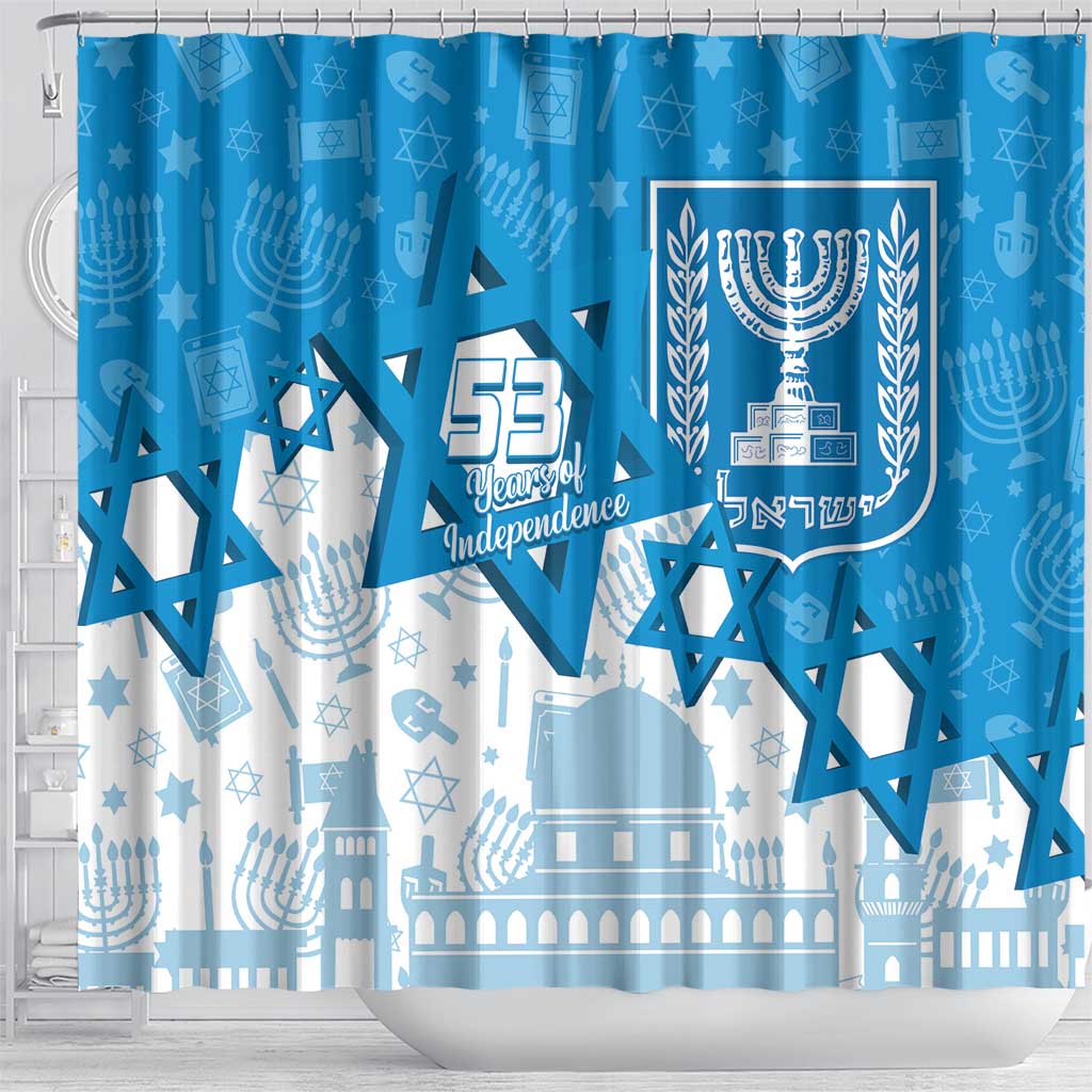 Israel Independence Day Shower Curtain Yom Ha'atzmaut Star Of David Jewish Pattern