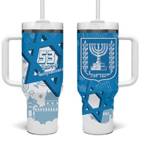 Israel Independence Day Tumbler With Handle Yom Ha'atzmaut Star Of David Jewish Pattern