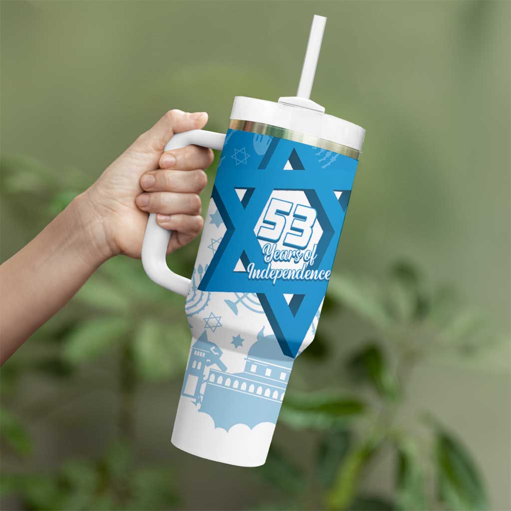 Israel Independence Day Tumbler With Handle Yom Ha'atzmaut Star Of David Jewish Pattern