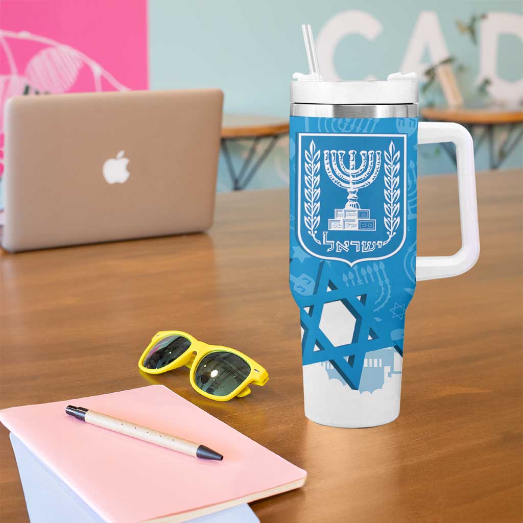 Israel Independence Day Tumbler With Handle Yom Ha'atzmaut Star Of David Jewish Pattern