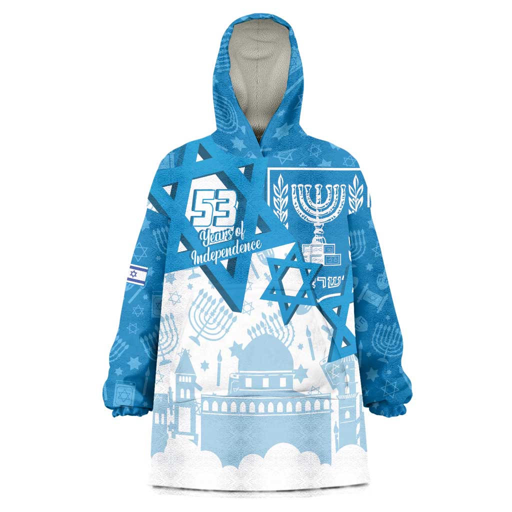 Israel Independence Day Wearable Blanket Hoodie Yom Ha'atzmaut Star Of David Jewish Pattern