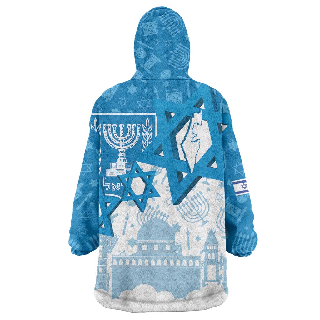 Israel Independence Day Wearable Blanket Hoodie Yom Ha'atzmaut Star Of David Jewish Pattern