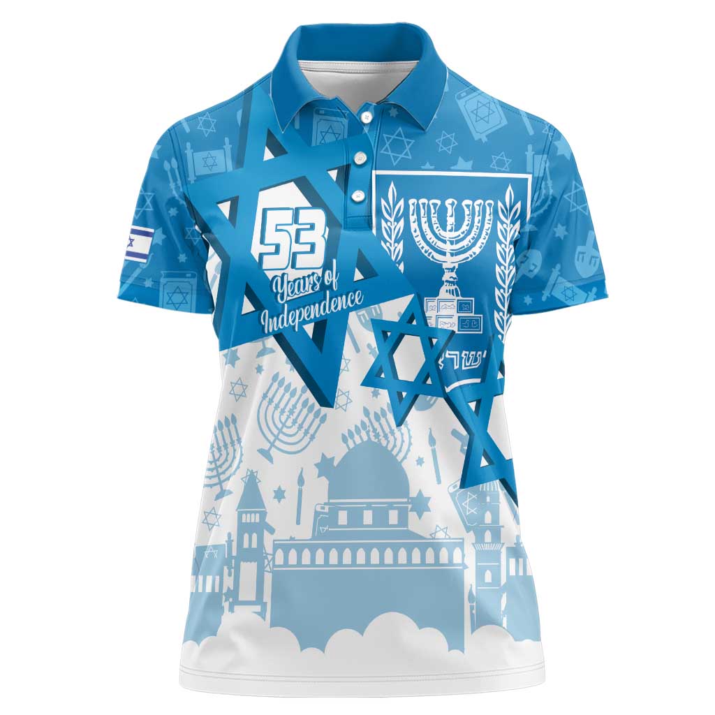 Israel Independence Day Women Polo Shirt Yom Ha'atzmaut Star Of David Jewish Pattern