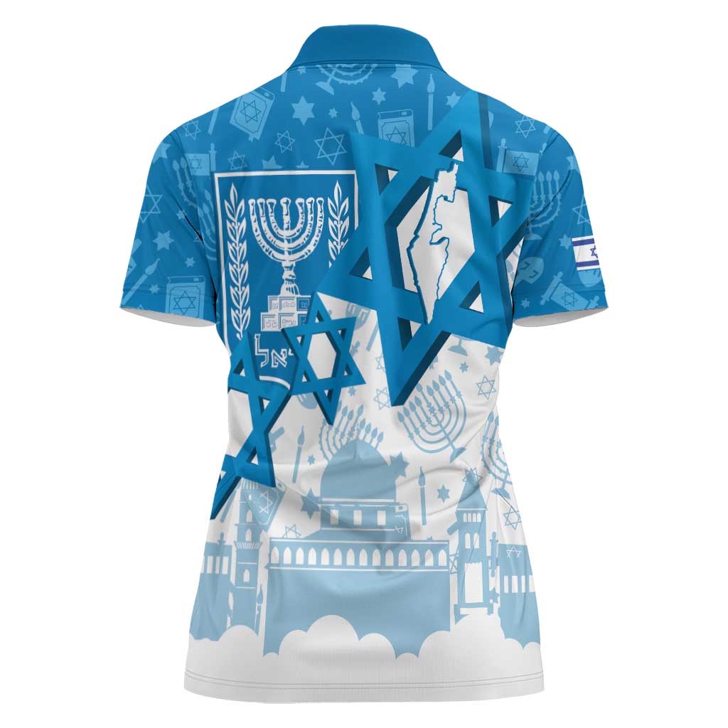 Israel Independence Day Women Polo Shirt Yom Ha'atzmaut Star Of David Jewish Pattern