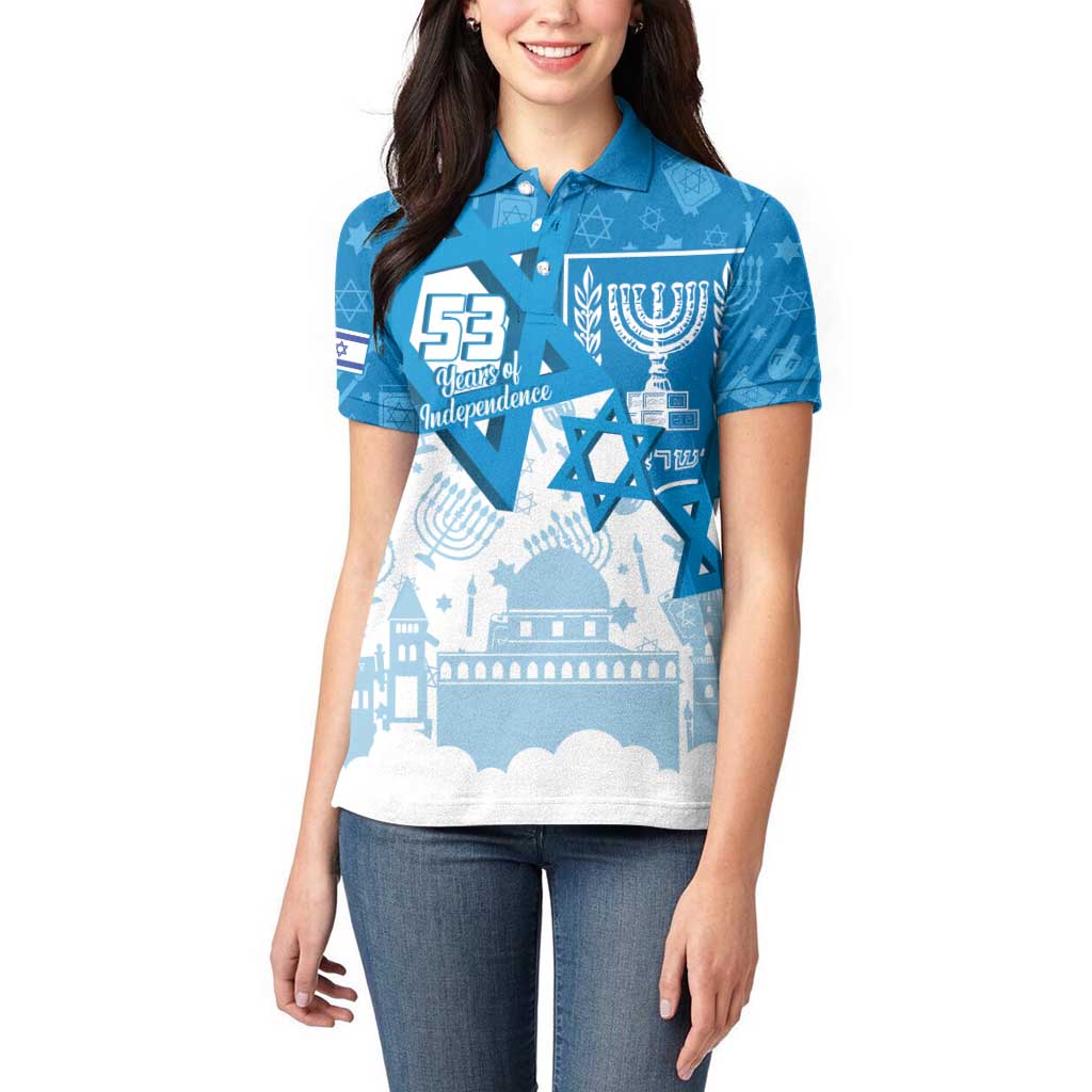 Israel Independence Day Women Polo Shirt Yom Ha'atzmaut Star Of David Jewish Pattern