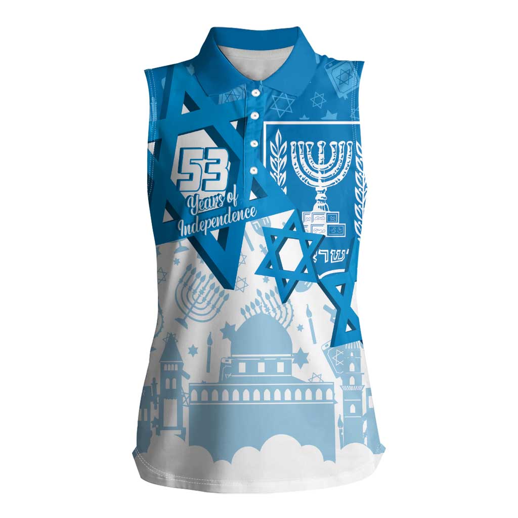 Israel Independence Day Women Sleeveless Polo Shirt Yom Ha'atzmaut Star Of David Jewish Pattern