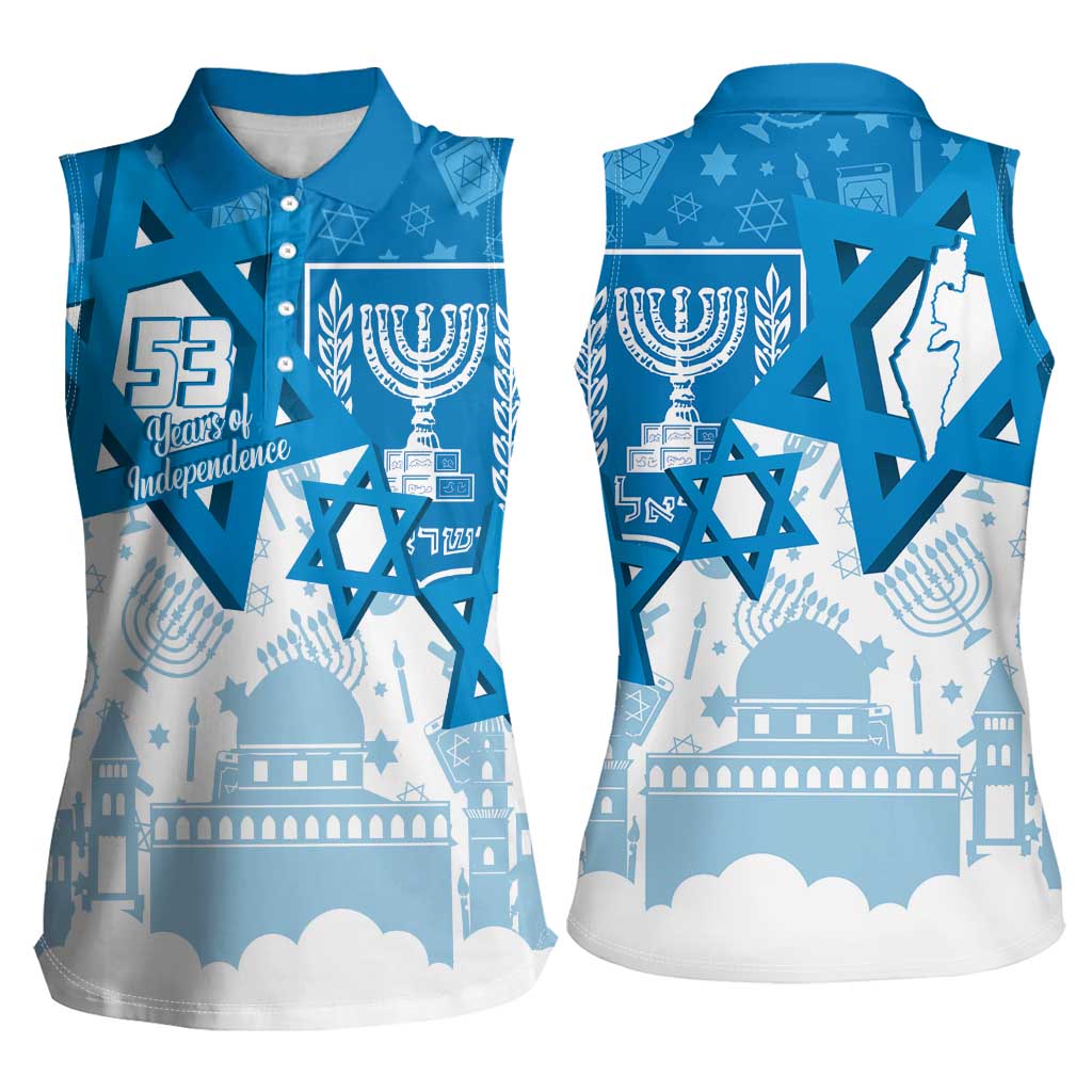 Israel Independence Day Women Sleeveless Polo Shirt Yom Ha'atzmaut Star Of David Jewish Pattern