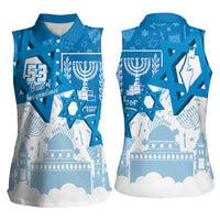 Israel Independence Day Women Sleeveless Polo Shirt Yom Ha'atzmaut Star Of David Jewish Pattern