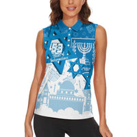 Israel Independence Day Women Sleeveless Polo Shirt Yom Ha'atzmaut Star Of David Jewish Pattern