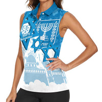 Israel Independence Day Women Sleeveless Polo Shirt Yom Ha'atzmaut Star Of David Jewish Pattern