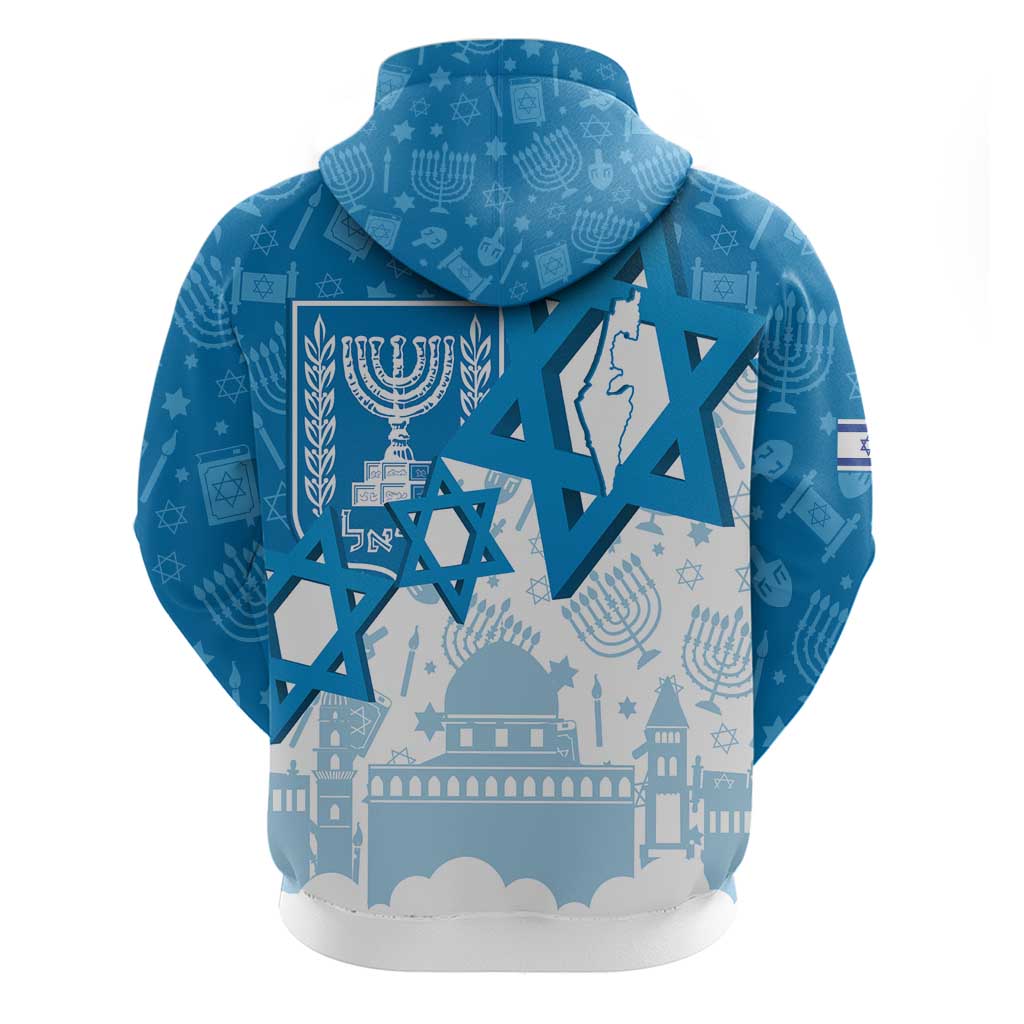 Israel Independence Day Zip Hoodie Yom Ha'atzmaut Star Of David Jewish Pattern