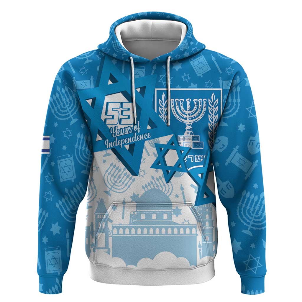 Israel Independence Day Zip Hoodie Yom Ha'atzmaut Star Of David Jewish Pattern