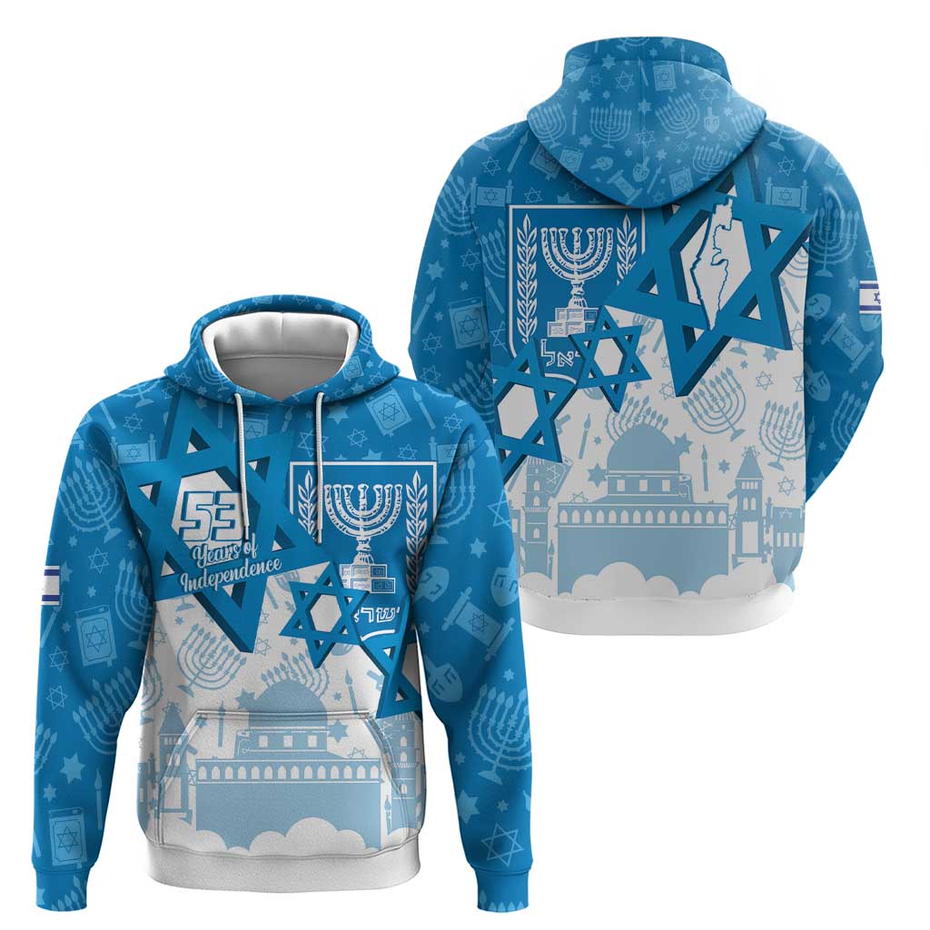 Israel Independence Day Zip Hoodie Yom Ha'atzmaut Star Of David Jewish Pattern