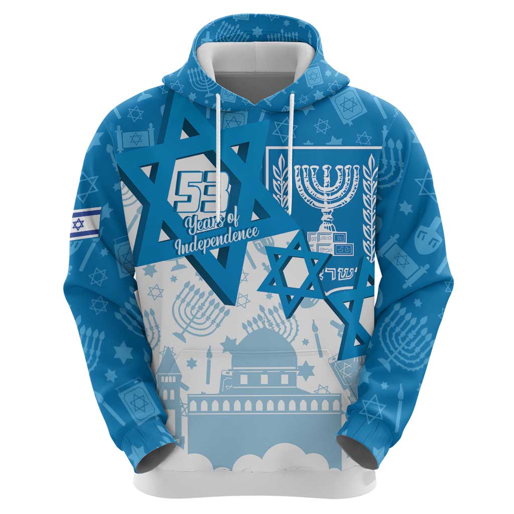 Israel Independence Day Zip Hoodie Yom Ha'atzmaut Star Of David Jewish Pattern