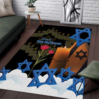 Israel Memorial Day Area Rug Red Everlasting Flower With Candle Light
