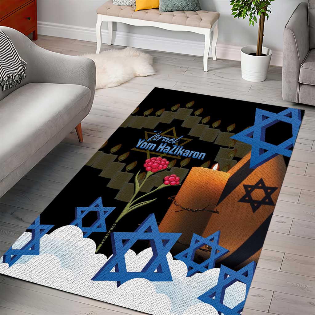 Israel Memorial Day Area Rug Red Everlasting Flower With Candle Light