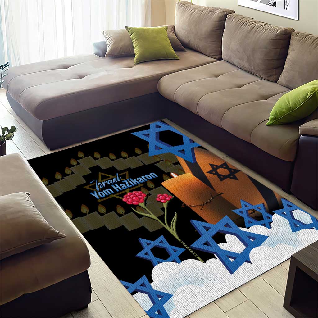 Israel Memorial Day Area Rug Red Everlasting Flower With Candle Light