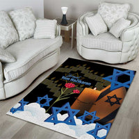 Israel Memorial Day Area Rug Red Everlasting Flower With Candle Light