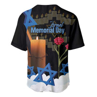 Israel Memorial Day Baseball Jersey Red Everlasting Flower With Candle Light