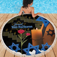 Israel Memorial Day Beach Blanket Red Everlasting Flower With Candle Light