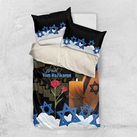 Israel Memorial Day Bedding Set Red Everlasting Flower With Candle Light