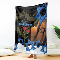 Israel Memorial Day Blanket Red Everlasting Flower With Candle Light