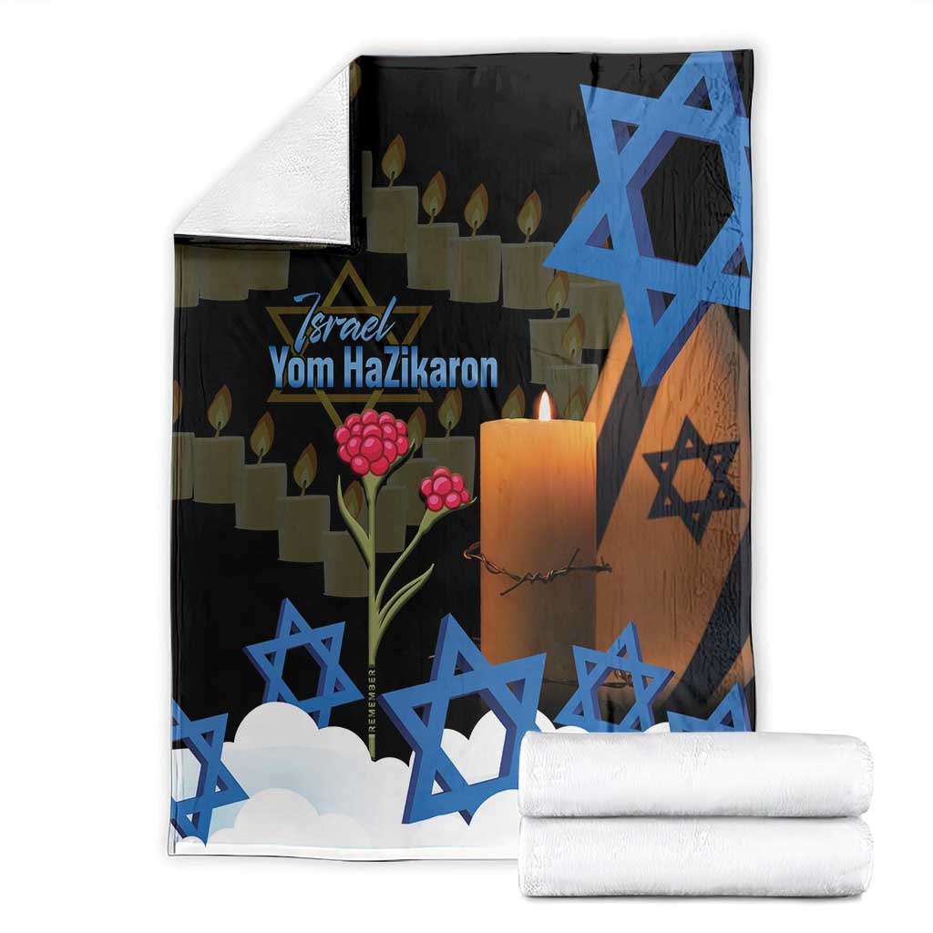Israel Memorial Day Blanket Red Everlasting Flower With Candle Light