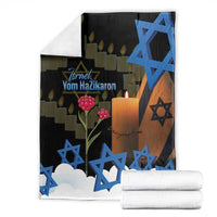 Israel Memorial Day Blanket Red Everlasting Flower With Candle Light