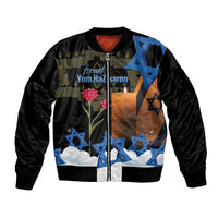 Israel Memorial Day Bomber Jacket Red Everlasting Flower With Candle Light