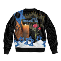 Israel Memorial Day Bomber Jacket Red Everlasting Flower With Candle Light