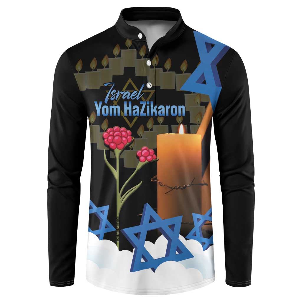 Israel Memorial Day Button Sweatshirt Red Everlasting Flower With Candle Light