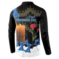 Israel Memorial Day Button Sweatshirt Red Everlasting Flower With Candle Light