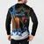 Israel Memorial Day Button Sweatshirt Red Everlasting Flower With Candle Light