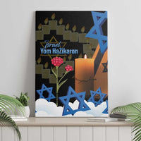 Israel Memorial Day Canvas Wall Art Red Everlasting Flower With Candle Light