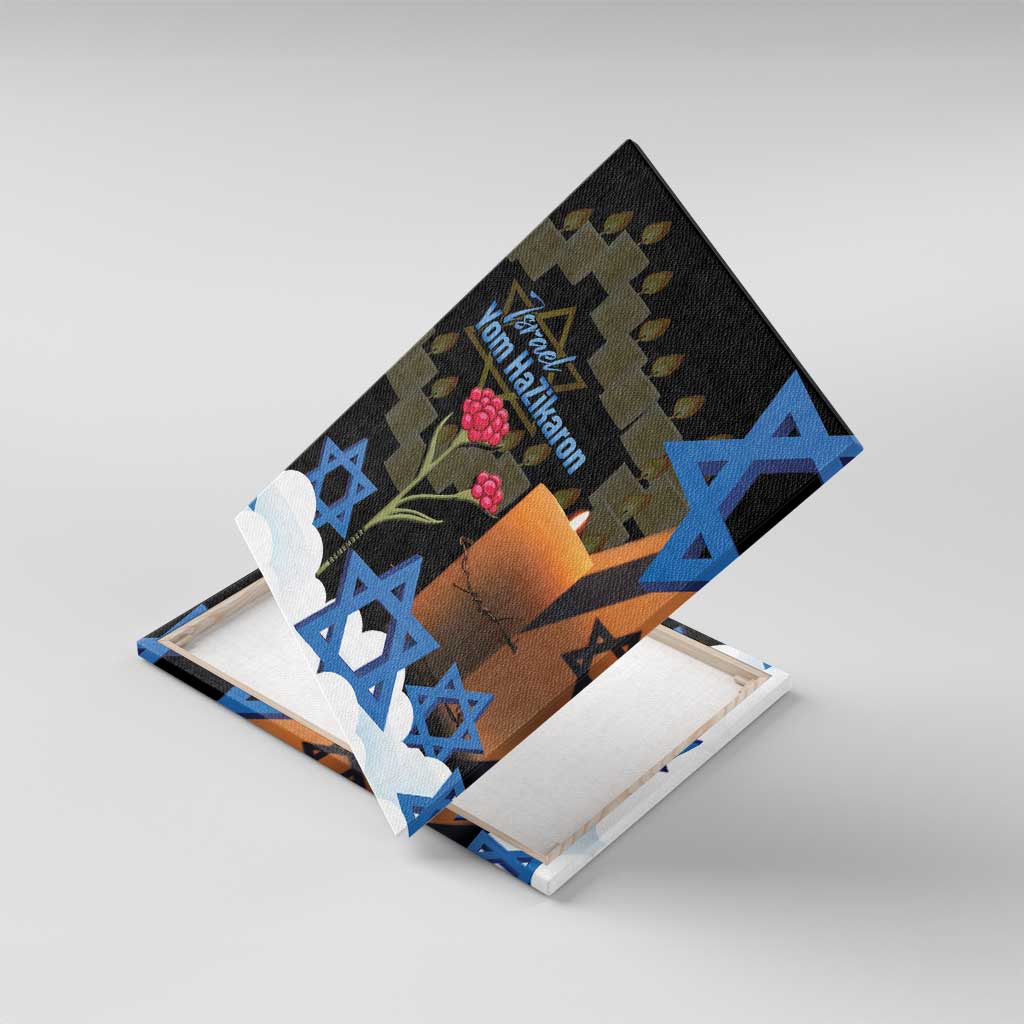 Israel Memorial Day Canvas Wall Art Red Everlasting Flower With Candle Light