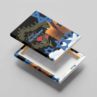 Israel Memorial Day Canvas Wall Art Red Everlasting Flower With Candle Light